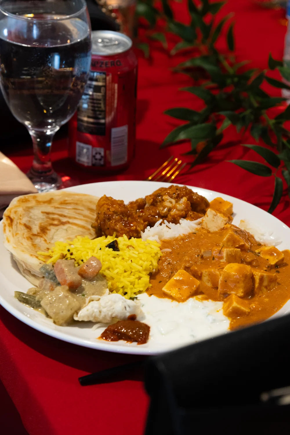 John's South Indian Kitchen plate gobi paneer korma meal
