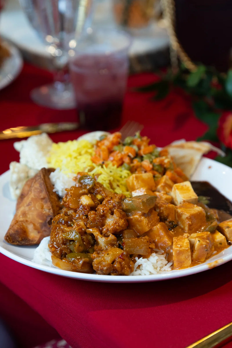 John's South Indian Kitchen plate samosa paneer feast