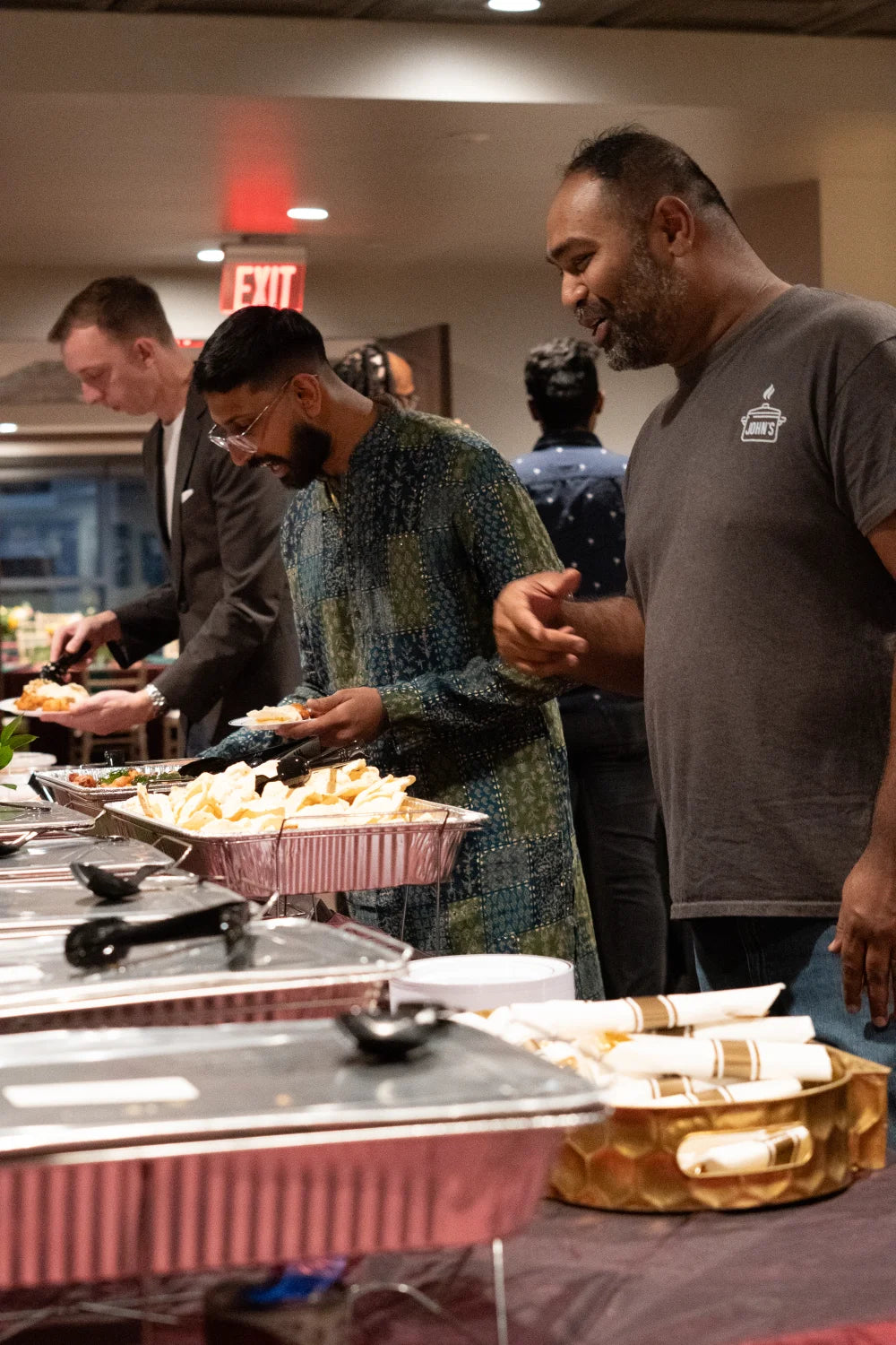 John's South Indian Kitchen warm buffet chafing papadums