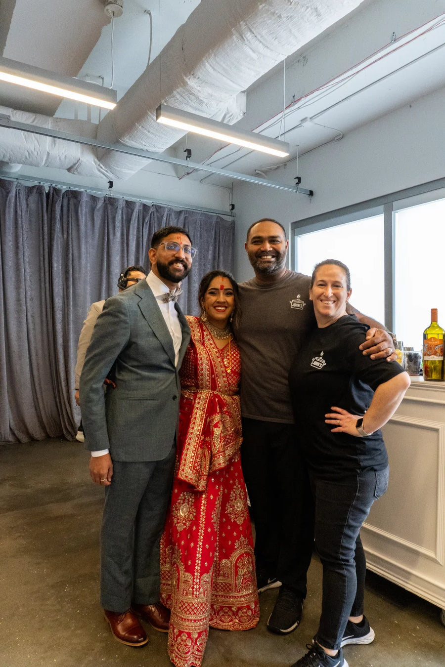 John's South Indian Kitchen wedding staff bride groom