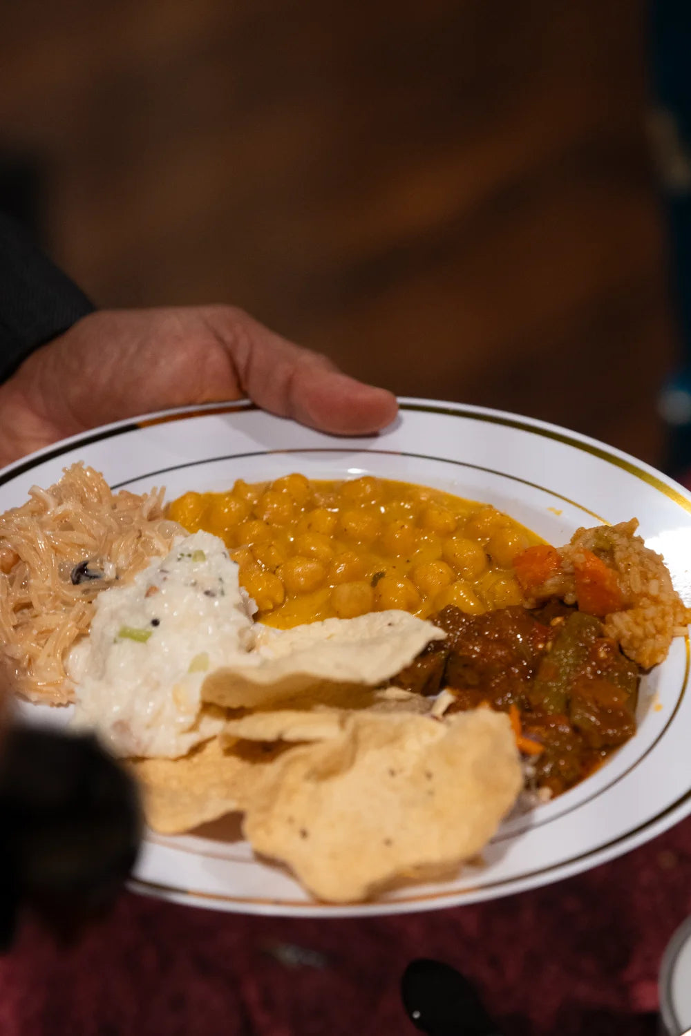 John's South Indian Kitchen catering plate chana bhindi rice papadum